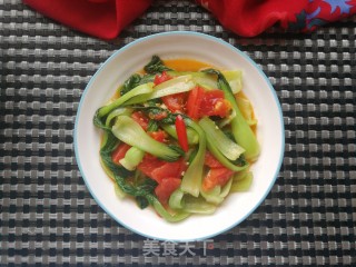 西红柿炒上海青的做法步骤：10