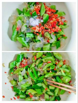 蜇头甜椒拌黄瓜的做法步骤：6