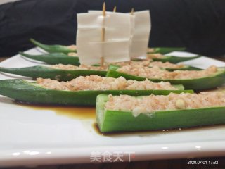 秋葵酿虾滑，乘风破浪会有时的做法步骤：11
