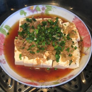 虾皮榨菜蒸豆腐的做法步骤：5