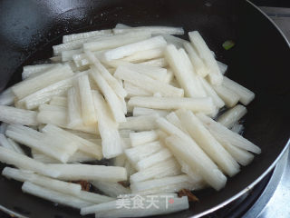 山药炒菠菜茎的做法步骤：6