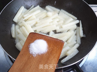 山药炒菠菜茎的做法步骤：7
