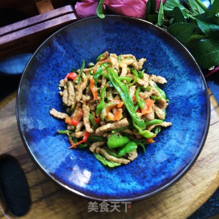 孜然青椒炒肉丝的做法步骤：12