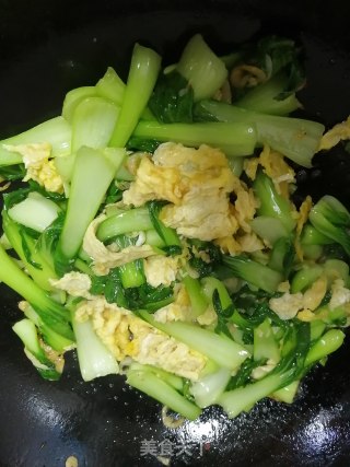 虾米鸡蛋炒油菜的做法步骤：5