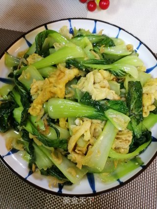 虾米鸡蛋炒油菜的做法步骤：6