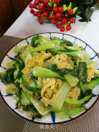虾米鸡蛋炒油菜的做法步骤：7