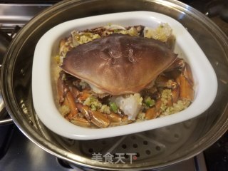 大肉蟹蒸糯米饭的做法步骤：16