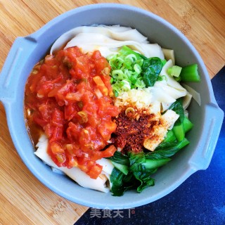 茄汁油泼宽面的做法步骤：12