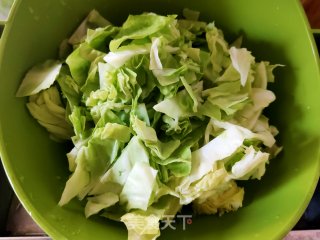 肉片豆腐炒圆白菜的做法步骤：3