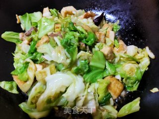 肉片豆腐炒圆白菜的做法步骤：15
