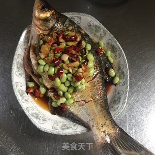 毛豆蒸扁鱼的做法步骤：4