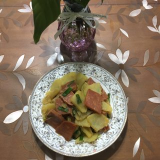 香葱火腿土豆片的做法步骤：9