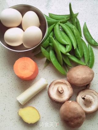 香菇甜豆炒鸡蛋的做法步骤：1