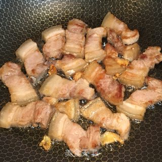五花肉片烧百叶结的做法步骤：4