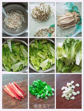 蟹王菇炒生菜的做法步骤：2