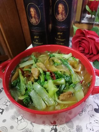 五花肉宽粉炖奶白菜的做法步骤：11