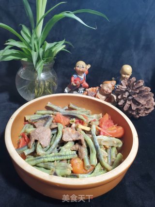肉片番茄烧花豆角的做法步骤：12