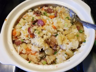 腊味土豆煲仔饭的做法步骤：12
