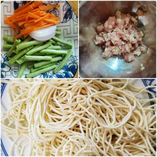 豆角肉末炒面的做法步骤：1