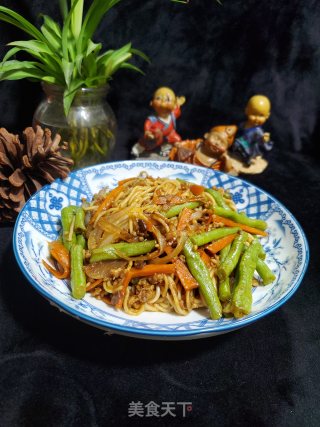 豆角肉末炒面的做法步骤：8