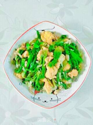 蟹味菇鸡蛋炒刺老芽的做法步骤：6
