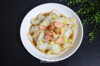 热狗炒白菜的做法步骤：6
