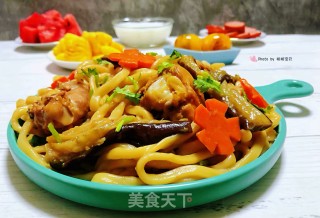 鸡腿茄子焖面的做法步骤：16