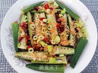 秋葵蒸粉丝的做法步骤：9