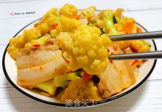花菜炒五花肉#五花肉#的做法步骤：12