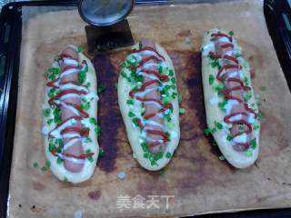 葱香奶油牛肉热狗肠面包的做法步骤：15