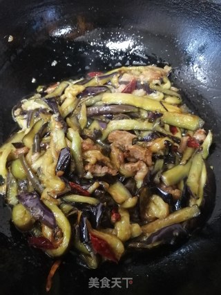 五花肉辣炒茄条的做法步骤：7