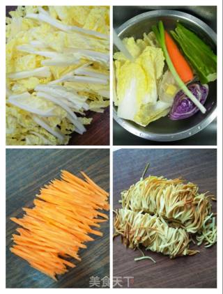 豆腐丝胡萝卜炒白菜的做法步骤：2