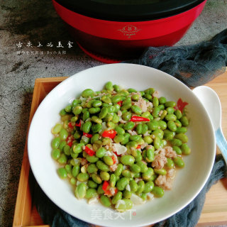 清炒毛豆肉末的做法步骤：11
