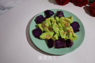 紫薯拌甜瓜的做法步骤：2