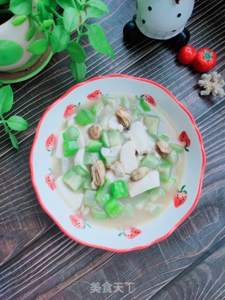 丝瓜、海蛎子烧豆腐的做法步骤：10