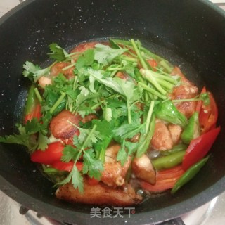青椒焖鲩鱼的做法步骤：9