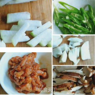 香菇冬瓜肉丝粉的做法步骤：1