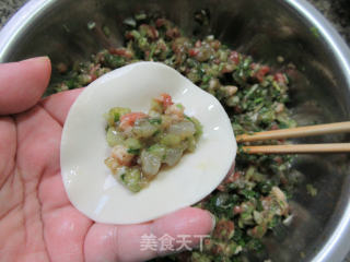 芹菜虾肉馅锅贴的做法步骤：13