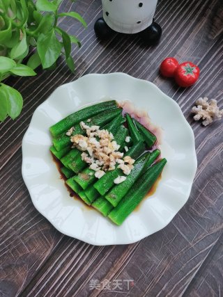 油泼蒜香秋葵的做法步骤：10