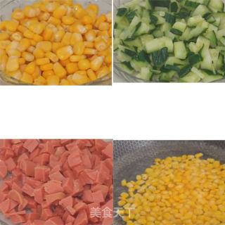 玉米火腿黄瓜丁的做法步骤：1