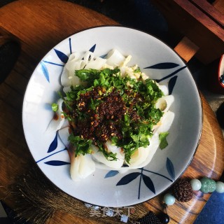 香菜拌擀面皮的做法步骤：7