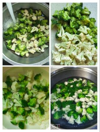 双花炒素鸡豆腐的做法步骤：2