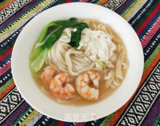 油菜鲜虾面的做法步骤：10