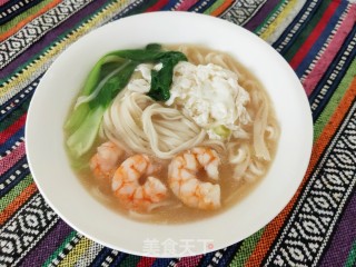 油菜鲜虾面的做法步骤：11