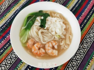 油菜鲜虾面的做法步骤：12