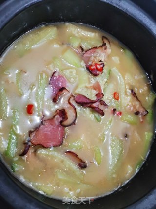 腊味丝瓜煲的做法步骤：14