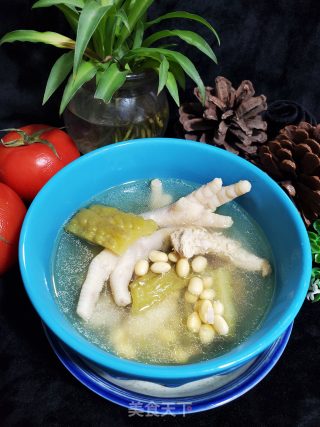 鸡爪苦瓜黄豆汤的做法步骤：9