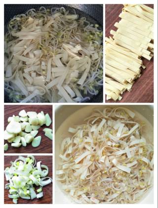 干豆腐豆芽炒菠菜的做法步骤：3