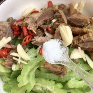 苦瓜拌卤驴肉的做法步骤：12