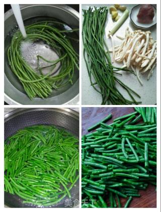 白玉菇炒豇豆的做法步骤：2
